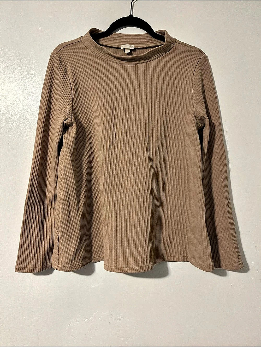 HANRO Long Sleeve Ribbed Top in Brown Size Small Like New
